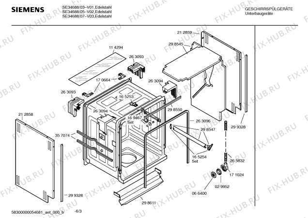 Схема №3 SE54687 EXTRAKLASSE с изображением Инструкция по эксплуатации для посудомоечной машины Siemens 00527774
