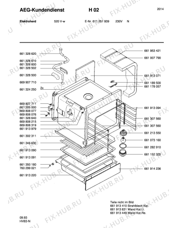 Взрыв-схема плиты (духовки) Aeg 520V-W N - Схема узла Section2