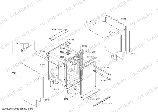 Взрыв-схема посудомоечной машины Bosch SPV69X00RU Super Silence, Made in Germany - Схема узла 03
