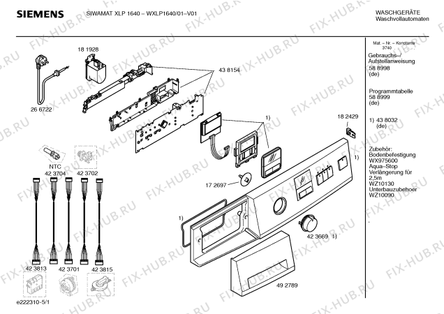 Схема №2 WXLP1440 SIWAMAT XLP 1440 с изображением Таблица программ для стиралки Siemens 00588999