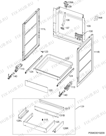 Взрыв-схема плиты (духовки) Husqvarna Electrolux QSG6137W - Схема узла Housing 001