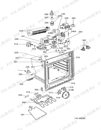 Взрыв-схема плиты (духовки) Electrolux CO6565WS - Схема узла Functional parts