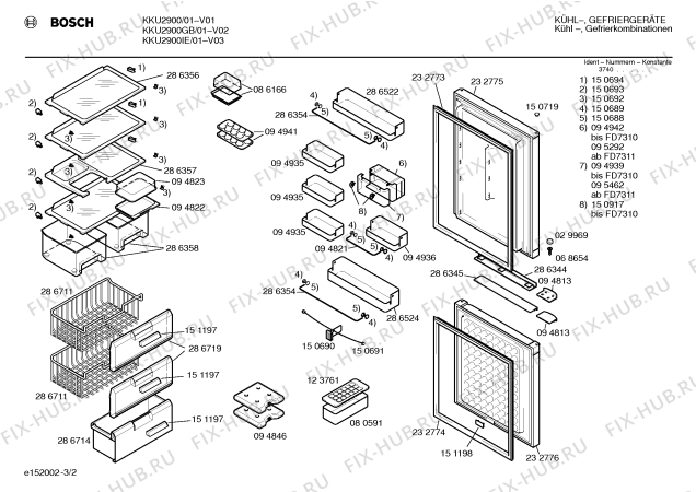 Взрыв-схема холодильника Bosch KKU2900IE - Схема узла 02