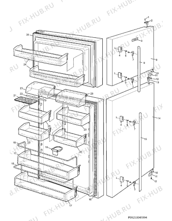 Взрыв-схема холодильника Electrolux END52821X - Схема узла Section 2