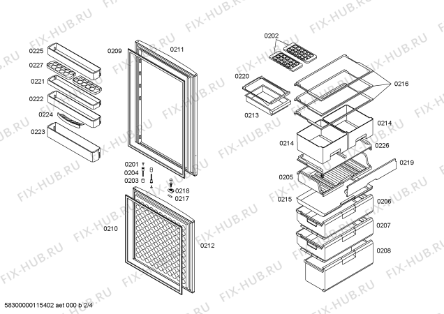 Схема №3 X5KXNSM401 с изображением Дверь для холодильной камеры Bosch 00239209