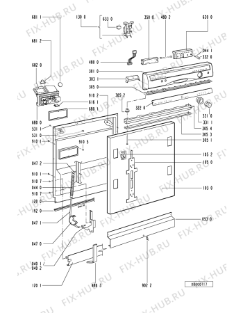 Схема №2 GU180ESJS с изображением Обшивка для посудомоечной машины Whirlpool 481245370051