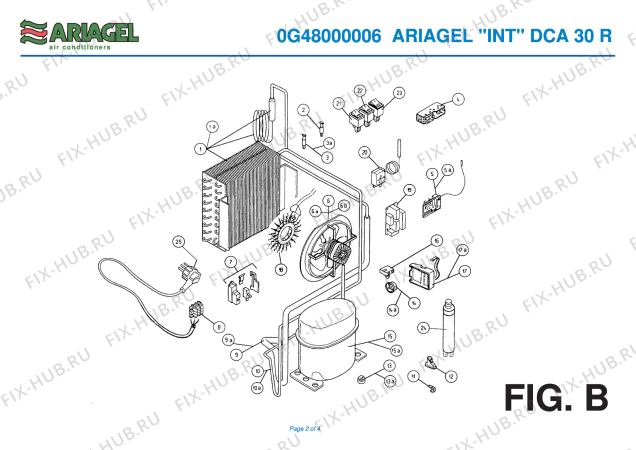 Взрыв-схема увлажнителя и очистителя воздуха Ariagel DCA 30R - Схема узла 2