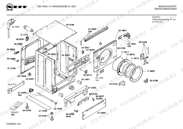 Схема №2 W4250G0GB WI50 с изображением Панель для стиральной машины Bosch 00278125