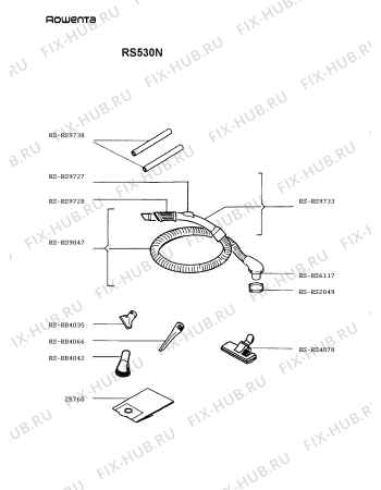 Взрыв-схема пылесоса Rowenta RS530N - Схема узла RS530N__.__1