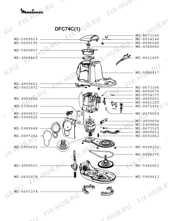 Взрыв-схема кухонного комбайна Moulinex DFC74C(1) - Схема узла BP002809.1P3