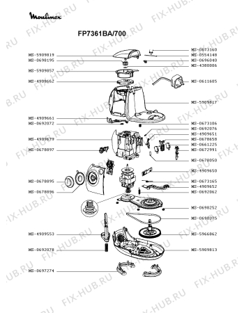 Взрыв-схема кухонного комбайна Moulinex FP7361BA/700 - Схема узла 8P004029.2P3