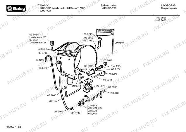 Взрыв-схема стиральной машины Balay T5207300/1 - Схема узла 05
