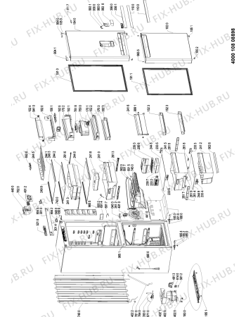 Схема №1 WVE26552 NFX с изображением Корпусная деталь для холодильной камеры Whirlpool 481010581785