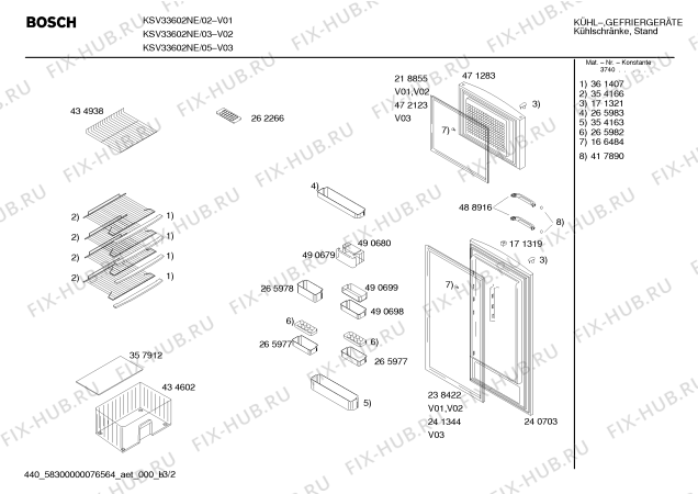 Взрыв-схема холодильника Bosch KSV33602NE - Схема узла 02