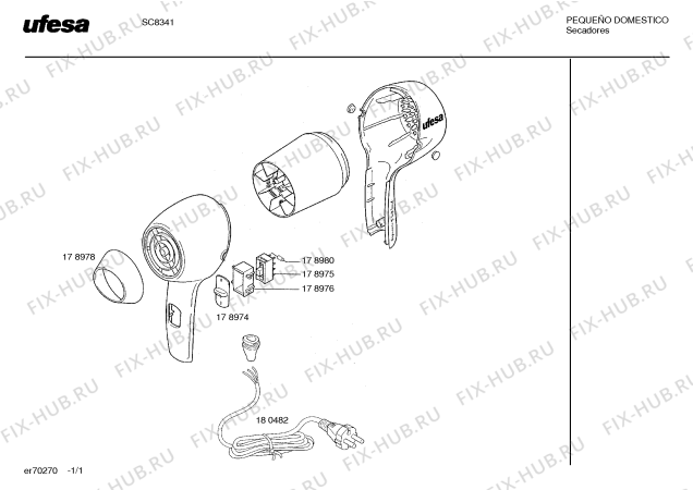 Схема №1 SC8341 с изображением Дюза для фена Bosch 00178978