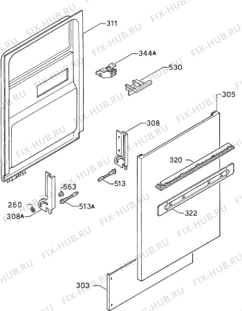 Взрыв-схема посудомоечной машины Zanussi ID4718B - Схема узла Door 003