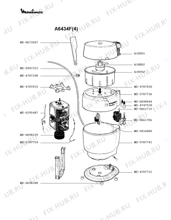 Взрыв-схема кухонного комбайна Moulinex A6434F(4) - Схема узла KP001190.0P2