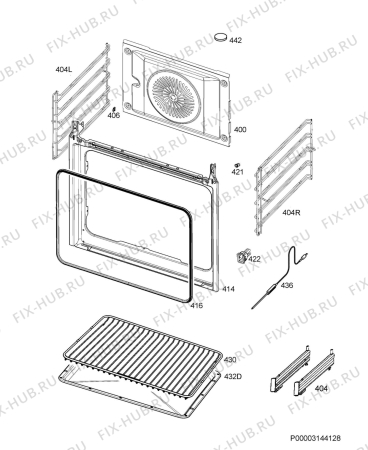 Взрыв-схема плиты (духовки) Electrolux EOC5721DOX - Схема узла Oven