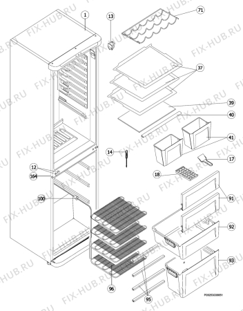 Взрыв-схема холодильника Electrolux ERB37090X - Схема узла Housing, inner