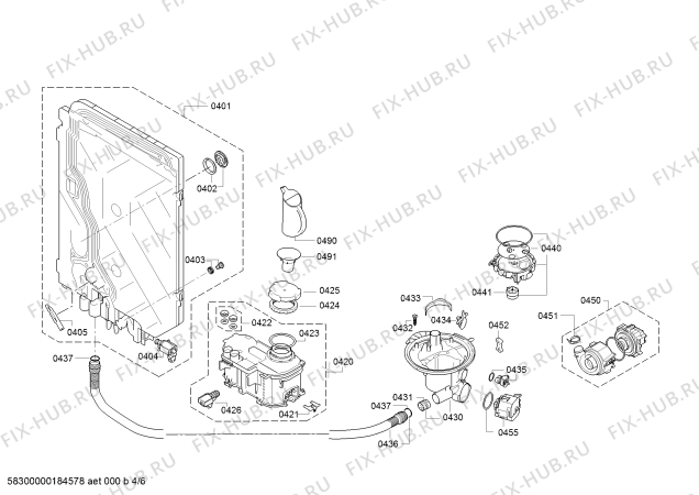 Взрыв-схема посудомоечной машины Bosch SBE63N20EU, SuperSilence - Схема узла 04