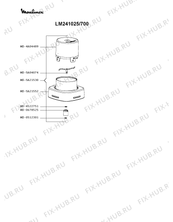 Взрыв-схема блендера (миксера) Moulinex LM241025/700 - Схема узла RP005075.1P3