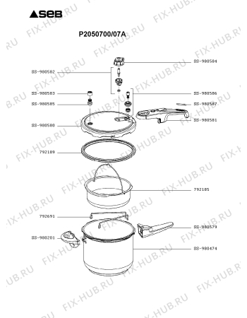 Схема №1 P2050740/07A с изображением Сотейника Seb SS-980586