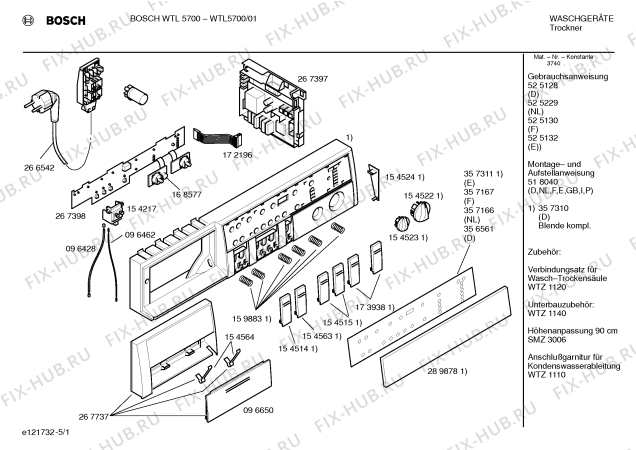 Схема №2 WTL5500CH WTL5500 с изображением Вкладыш в панель для сушильной машины Bosch 00356561
