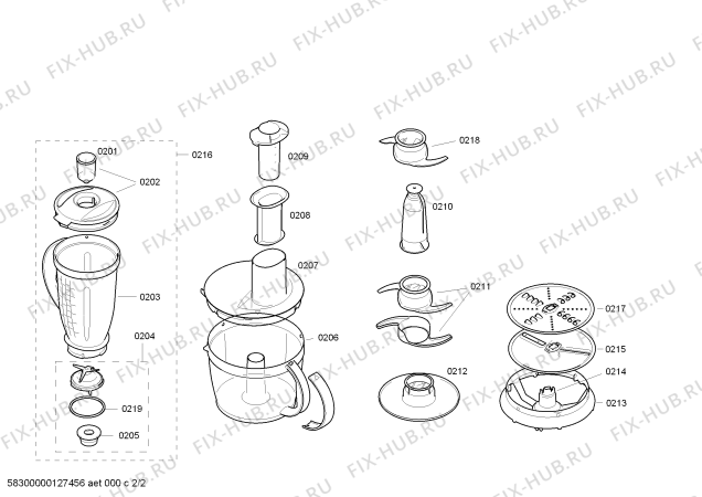 Взрыв-схема кухонного комбайна Bosch MCM5514 - Схема узла 02