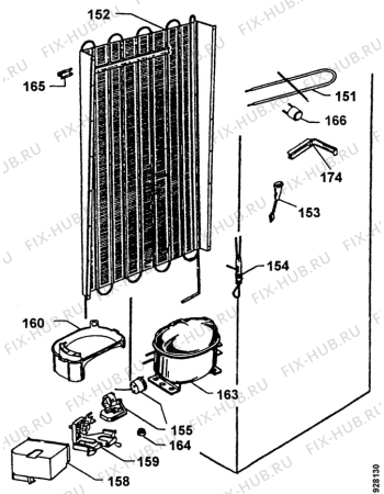 Взрыв-схема холодильника Zanussi ZFC21/7D - Схема узла Cooling system 017