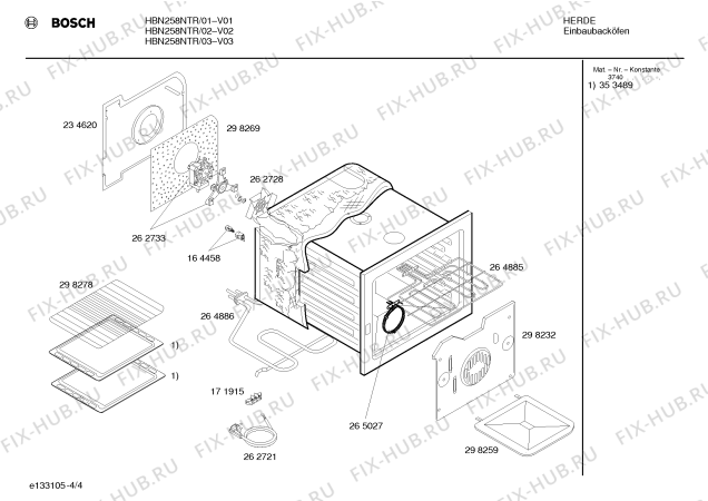 Взрыв-схема плиты (духовки) Bosch HBN258NTR - Схема узла 04