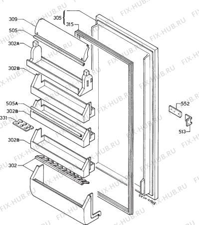 Взрыв-схема холодильника Zanussi FI4590T - Схема узла Door 003