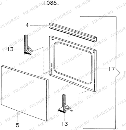 Взрыв-схема комплектующей Electrolux CF6635 - Схема узла H10 Oven Door bi (small)