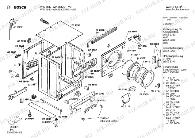 Взрыв-схема стиральной машины Bosch WIK5530CH WIK5530 - Схема узла 02