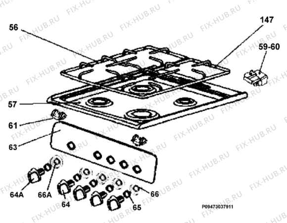 Взрыв-схема плиты (духовки) Electrolux EKG500107W - Схема узла Section 4