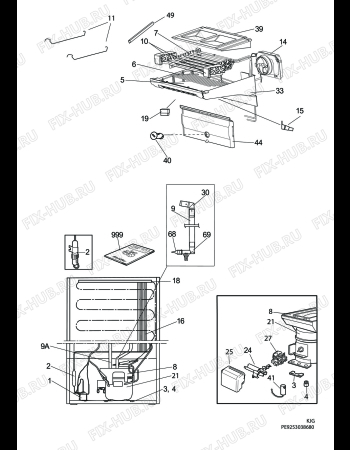 Взрыв-схема холодильника Electrolux ENB36400X - Схема узла C10 Cold, users manual