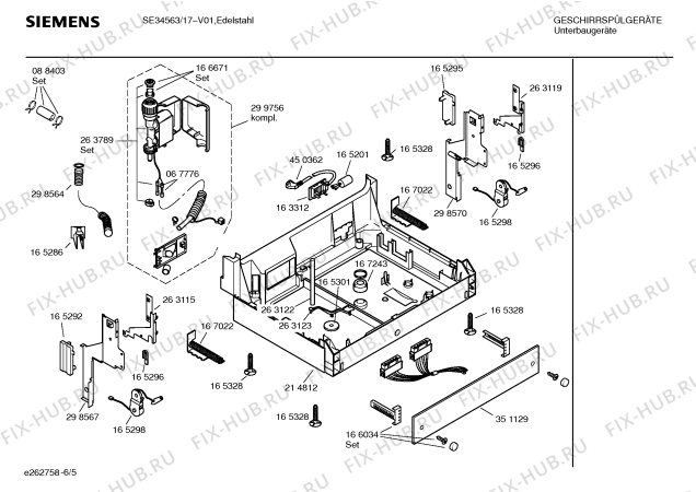 Взрыв-схема посудомоечной машины Siemens SE34563 - Схема узла 05