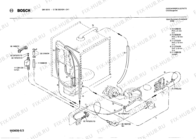 Взрыв-схема посудомоечной машины Bosch 0730300924 SMI9310 - Схема узла 03