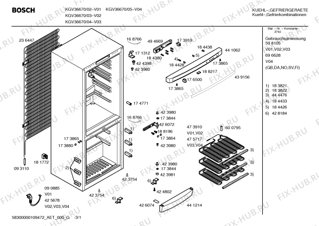 Схема №3 KGV36670 с изображением Дверь для холодильника Bosch 00244181