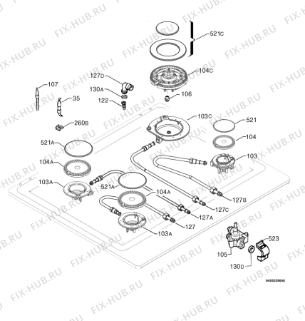 Взрыв-схема плиты (духовки) Zanussi ZGS688ITW - Схема узла Functional parts 267