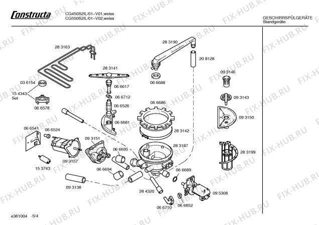 Взрыв-схема посудомоечной машины Constructa CG550S2IL DOMO500 - Схема узла 04