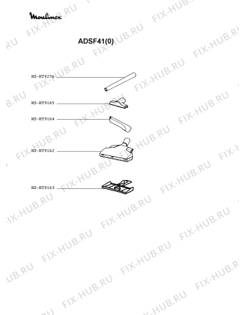 Взрыв-схема пылесоса Moulinex ADSF41(0) - Схема узла 2P002498.6P2