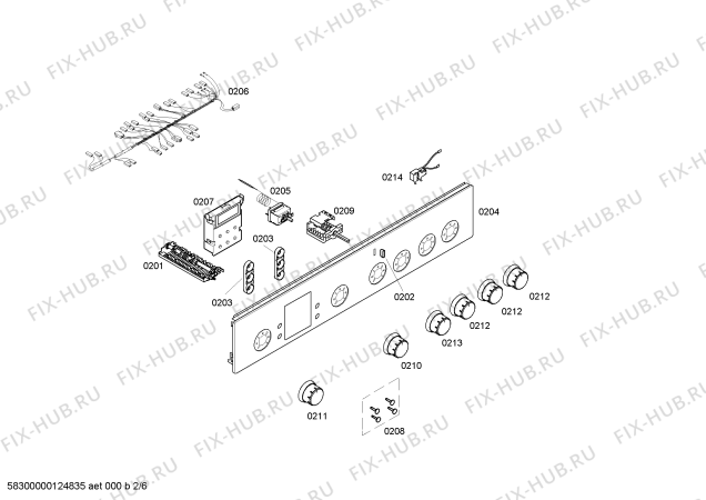 Взрыв-схема плиты (духовки) Bosch HSV44D021F - Схема узла 02