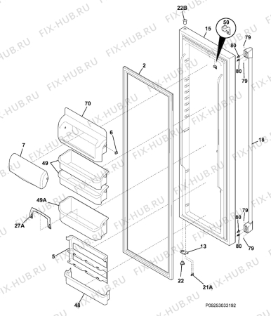 Взрыв-схема холодильника Husqvarna Electrolux QT5000FX7 - Схема узла Refrigerator door