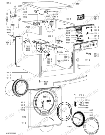 Схема №2 WA 744 BW с изображением Блок управления для стиральной машины Whirlpool 481010583992