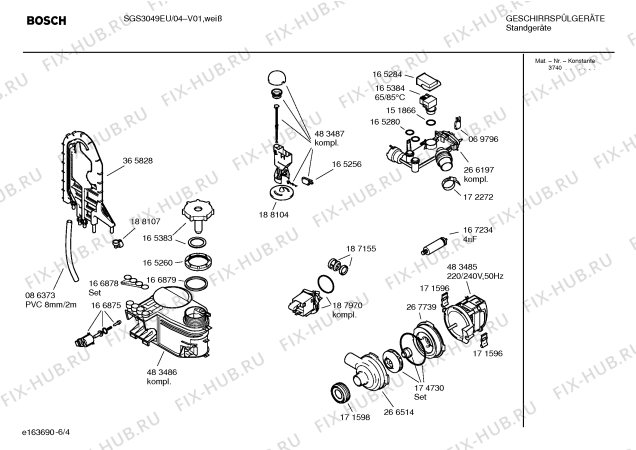 Схема №1 SGS3049EU с изображением Инструкция по эксплуатации для посудомоечной машины Bosch 00584030