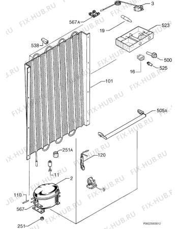Взрыв-схема холодильника Aeg Electrolux A205GS4 - Схема узла Cooling system 017