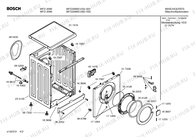 Схема №1 WFD2090EU BOSCH WFD 2090 с изображением Панель управления для стиралки Bosch 00369634