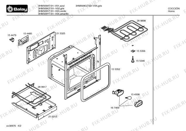 Схема №3 3HM509VT с изображением Дверь для электропечи Bosch 00219620