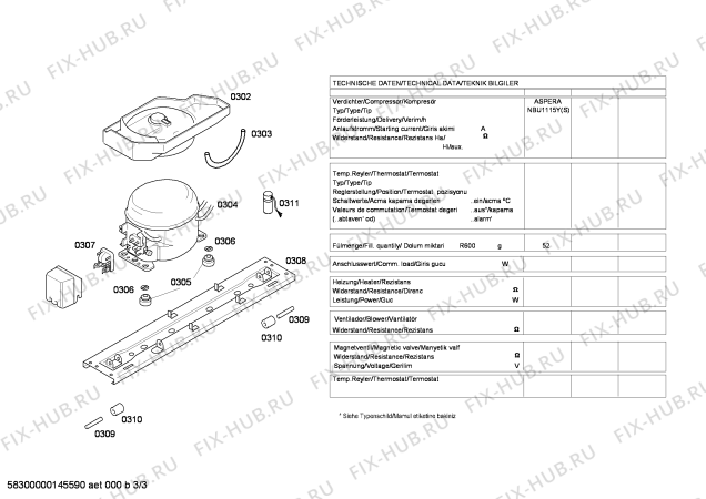 Взрыв-схема холодильника Bosch KDN40X64NE - Схема узла 03