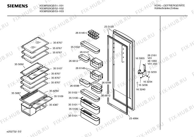 Взрыв-схема холодильника Siemens KS38R20GB - Схема узла 02